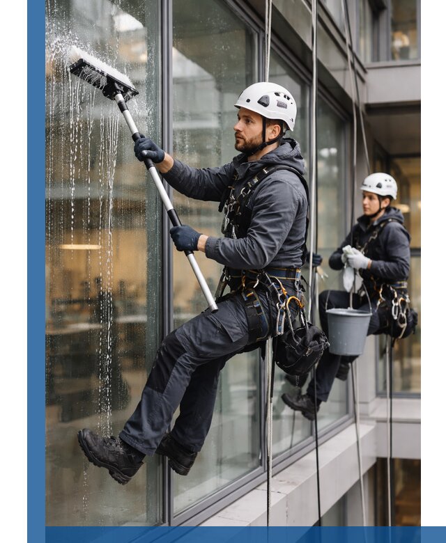 Профессиональная мойка витражей промышленными альпинистами в Тамбове