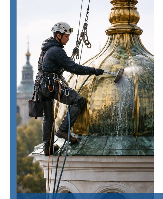 Профессиональная мойка куполов и шпилей высотными альпинистами в Тамбове