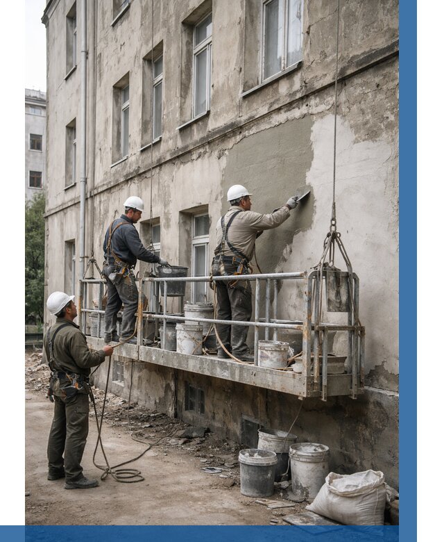 Капитальный ремонт фасада в Тамбове от 4265 р. | ВЫСОТНИК-Тмб