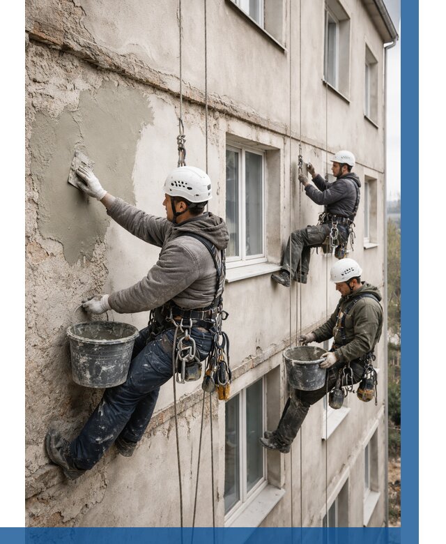 Ремонт штукатурного фасада в Тамбове от 762 р. под ключ | ВЫСОТНИК-Тмб