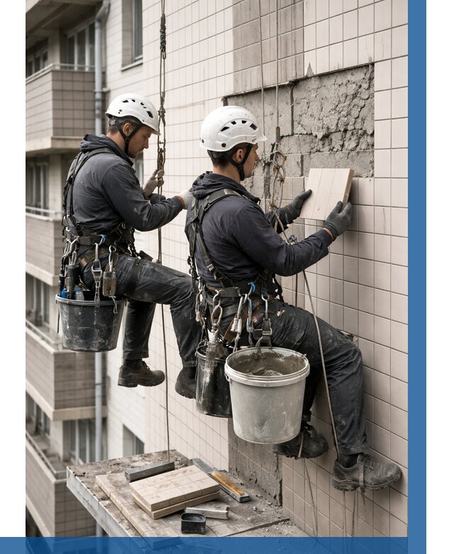 Ремонт облицовки фасада плиткой в Тамбове от 1828 р. | ВЫСОТНИК-Тмб