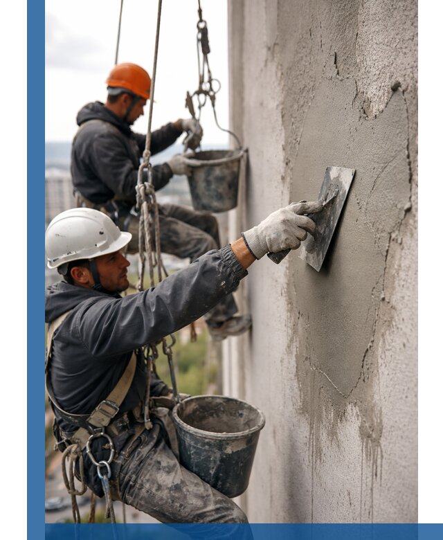 Штукатурка фасада на высоте в Тамбове профессиональные работы