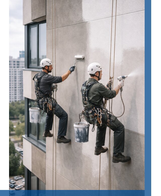 Покраска фасада альпинистами в Тамбове от 305 р. | ВЫСОТНИК-Тмб