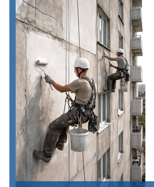 Покраска бетонного фасада в Тамбове для жилых и промышленных объектов