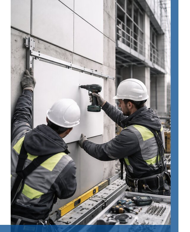 Монтаж композитных панелей фасада в Тамбове от 2539 р. | ВЫСОТНИК-Тмб