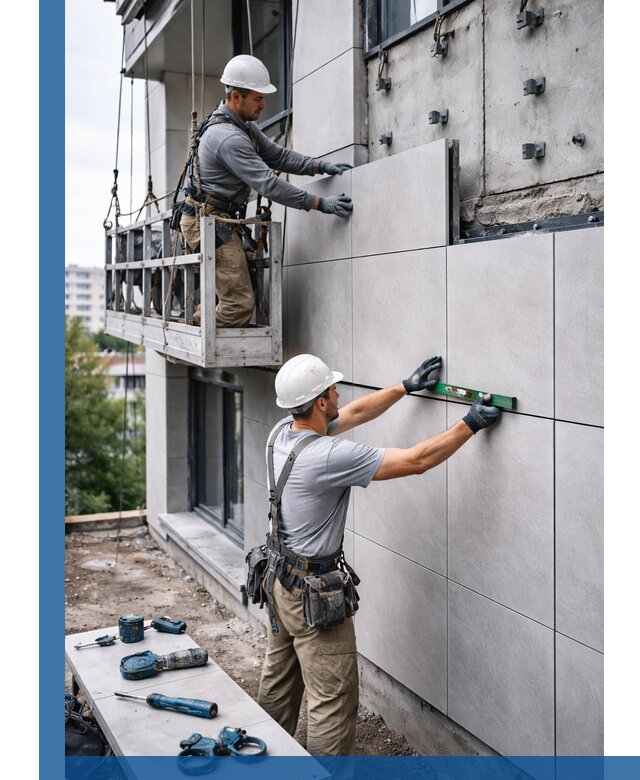 Монтаж керамогранита на фасад в Тамбове под ключ с гарантией качества