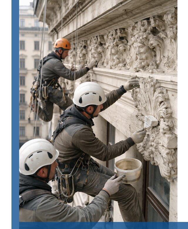 Реставрация фасадной лепнины с высотными работами в Тамбове