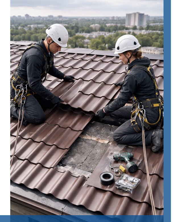 Ремонт металлочерепицы на крыше в Тамбове от 914 р. | ВЫСОТНИК-Тмб