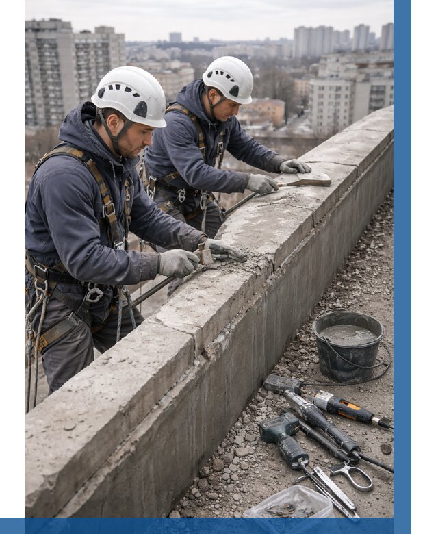 Ремонт парапета на кровле в Тамбове от 1523 р. | ВЫСОТНИК-Тмб