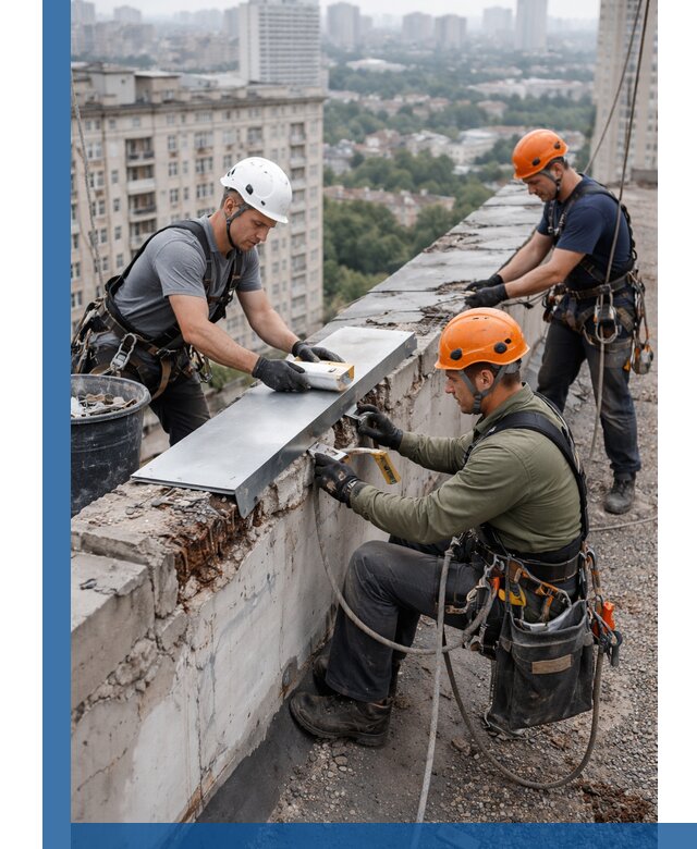 Ремонт парапета на кровле в Тамбове, высотные работы с гарантией