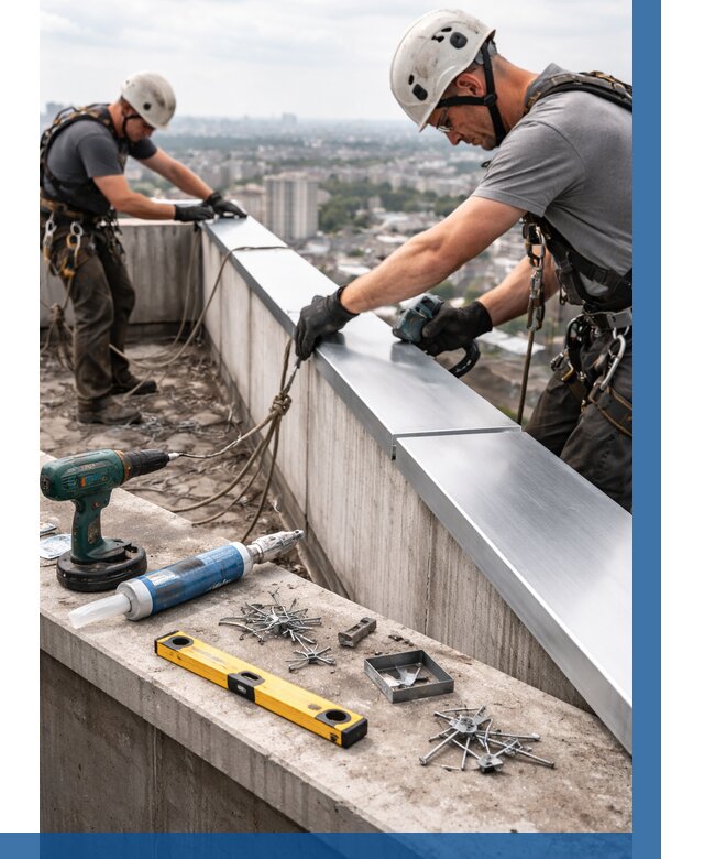 Монтаж парапетных крышек в Тамбове от 812 р. | ВЫСОТНИК-Тмб