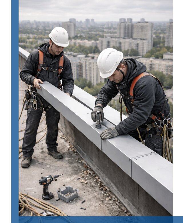 Монтаж парапетных крышек и ограждений кровли в Тамбове