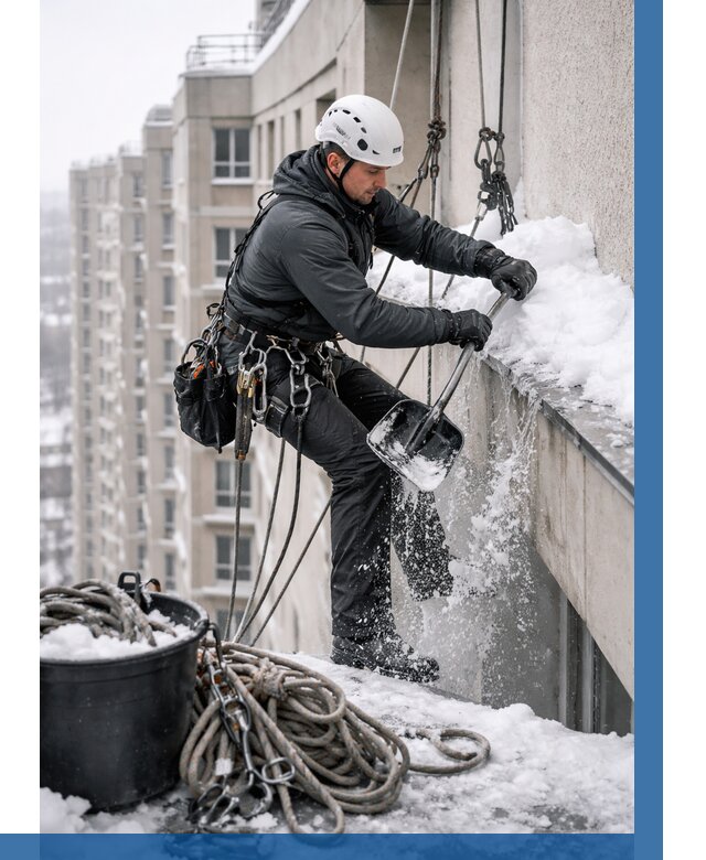 Очистка карнизов от снега в Тамбове от 305 р. | ВЫСОТНИК-Тмб