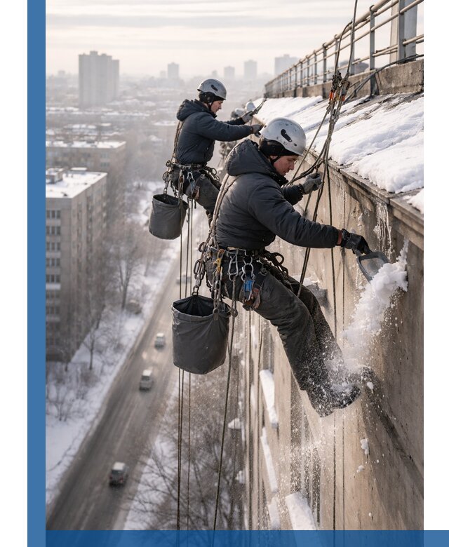 Очистка карнизов от снега в Тамбове профессионально и безопасно