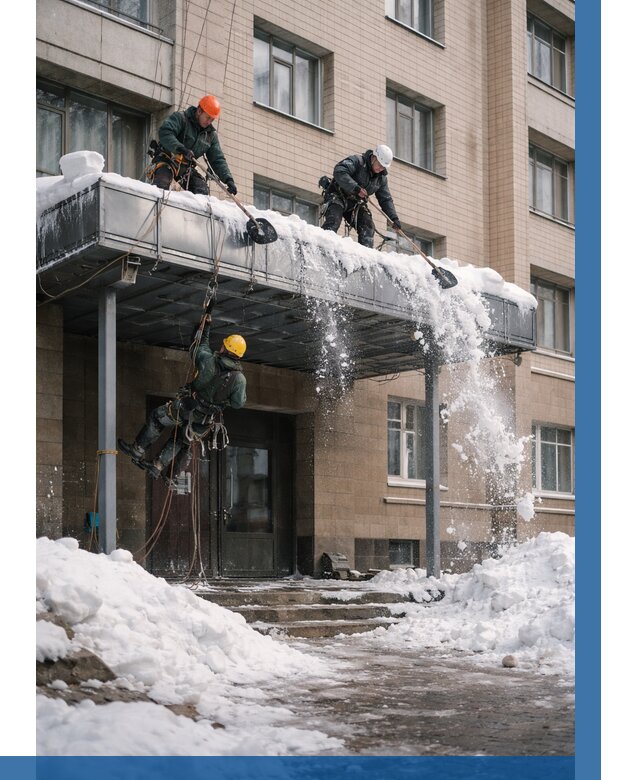 Очистка козырьков от снега в Тамбове от 3554 р. | ВЫСОТНИК-Тмб