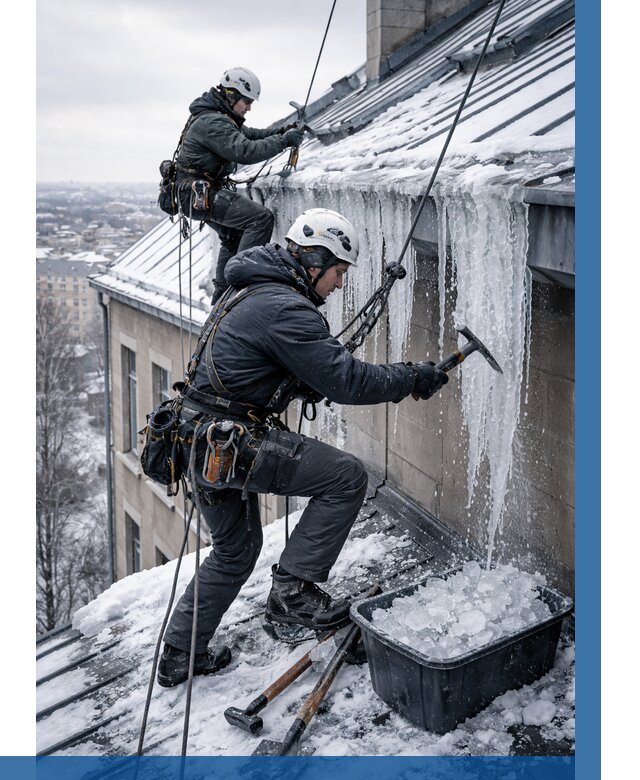 Удаление наледи с кровли в Тамбове от 5585 р. | ВЫСОТНИК-Тмб