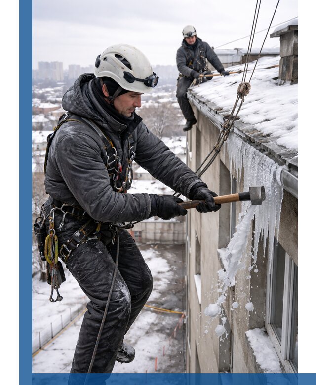 Сбивание и удаление сосулек с крыши в Тамбове безопасно