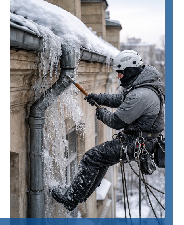 Очистка водостоков от льда в Тамбове от 3554 р. | ВЫСОТНИК-Тмб