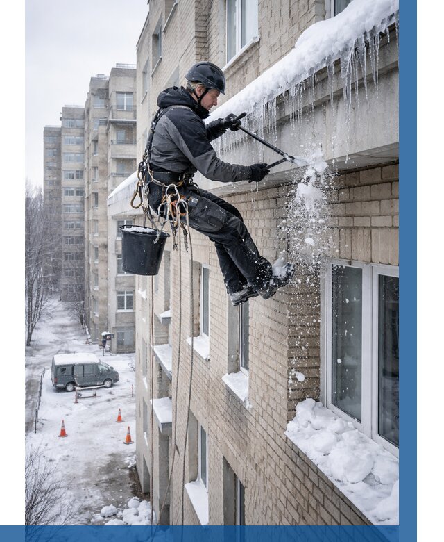 Удаление наледи с карнизов в Тамбове от 355 р. | ВЫСОТНИК-Тмб