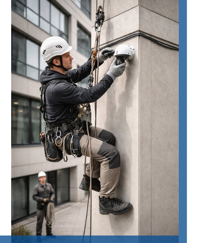 Монтаж камер видеонаблюдения на фасаде в Тамбове от 8631 р.-ВЫСОТНИК-Тмб