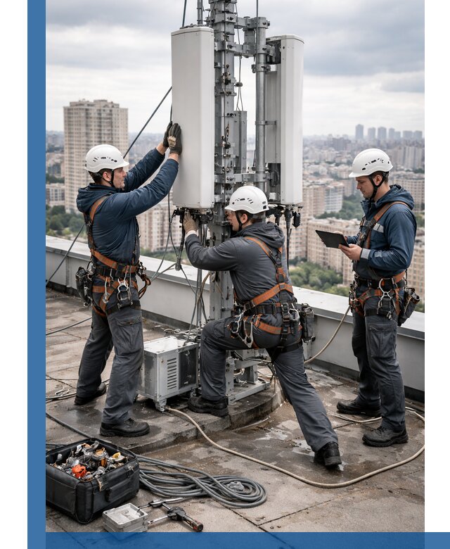 Монтаж антенн связи на крыше в Тамбове с вводом в эксплуатацию