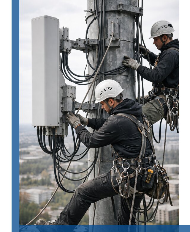 Монтаж оборудования связи на мачте в Тамбове с пусконаладкой