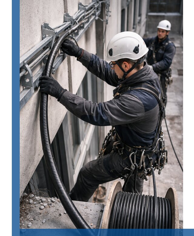 Протяжка кабеля питания на высоте в Тамбове с гарантией безопасности и качества