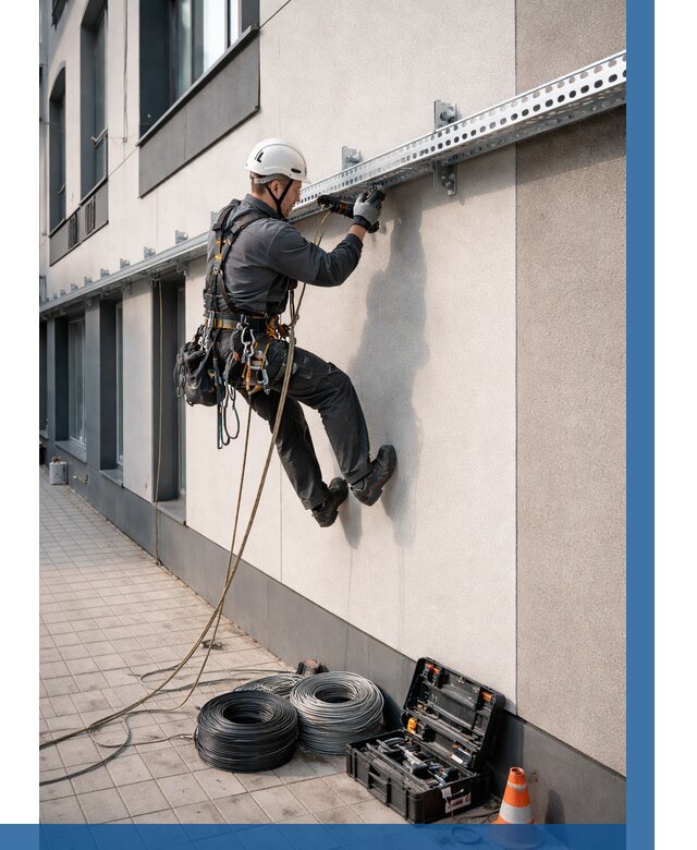 Монтаж кабельных лотков на фасаде в Тамбове от 1218 р. | ВЫСОТНИК-Тмб