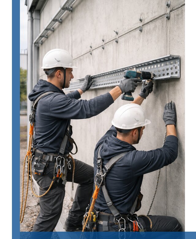 Монтаж кабельных лотков на фасаде зданий в Тамбове с гарантией