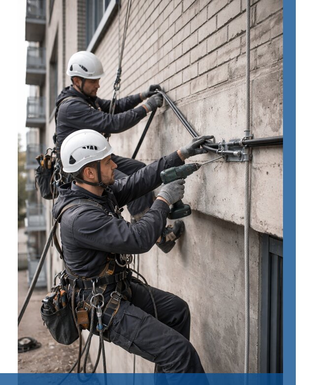 Крепление кабеля на фасаде в Тамбове от 355 р. | ВЫСОТНИК-Тмб