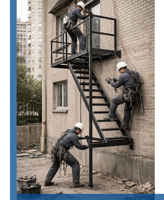 Монтаж пожарной лестницы в Тамбове, установка и крепление