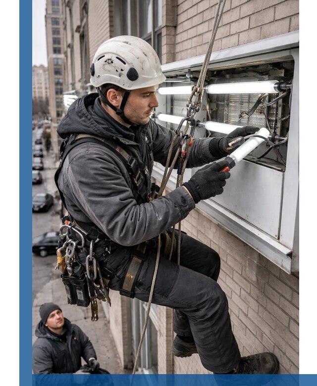Профессиональная замена ламп в наружной вывеске в Тамбове