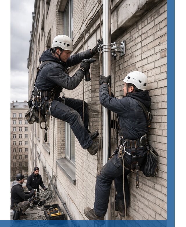 Монтаж флагштока на здании в Тамбове от 6600 р. | ВЫСОТНИК-Тмб