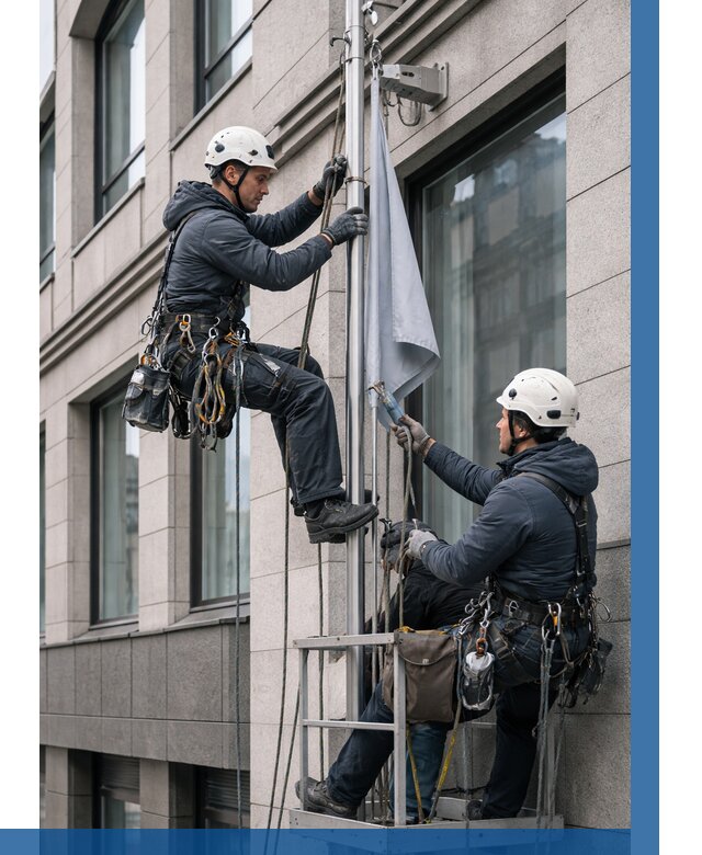 Установка флагов на фасаде в Тамбове от 4569 р. | ВЫСОТНИК-Тмб