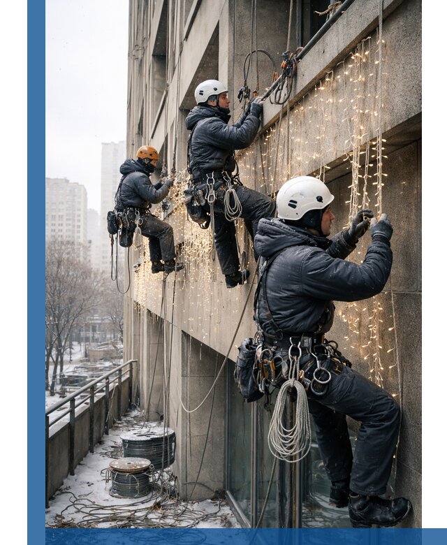 Монтаж новогодней иллюминации и украшение фасадов в Тамбове