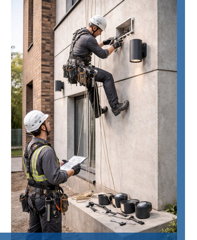 Монтаж фасадного освещения в Тамбове от 2539 р. | ВЫСОТНИК-Тмб