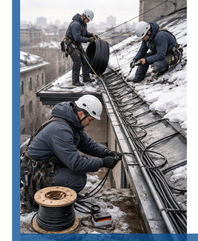 Монтаж греющего кабеля на кровле в Тамбове под ключ