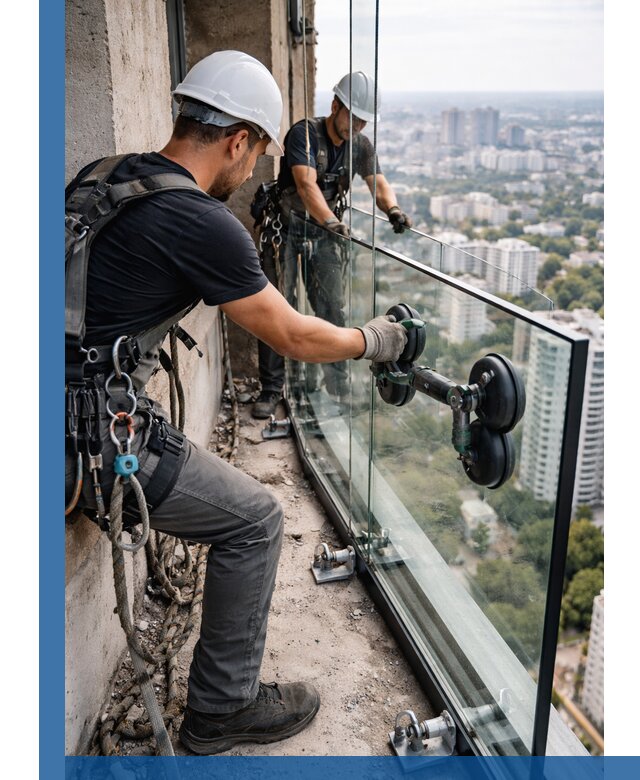 Монтаж стеклянных ограждений под ключ с гарантией в Тамбове