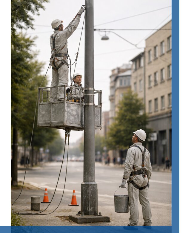 Покраска опор освещения в Тамбове от 5077 р. | ВЫСОТНИК-Тмб