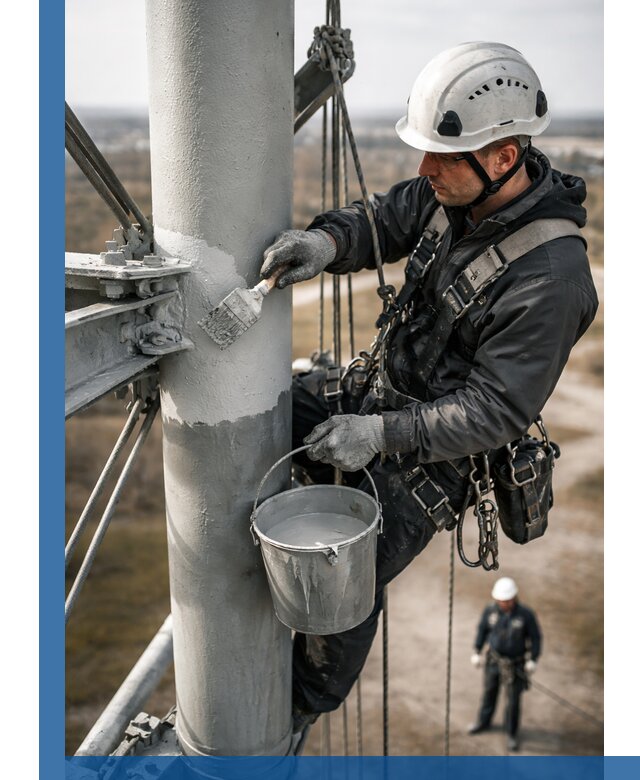 Покраска мачт связи в Тамбове промышленными альпинистами