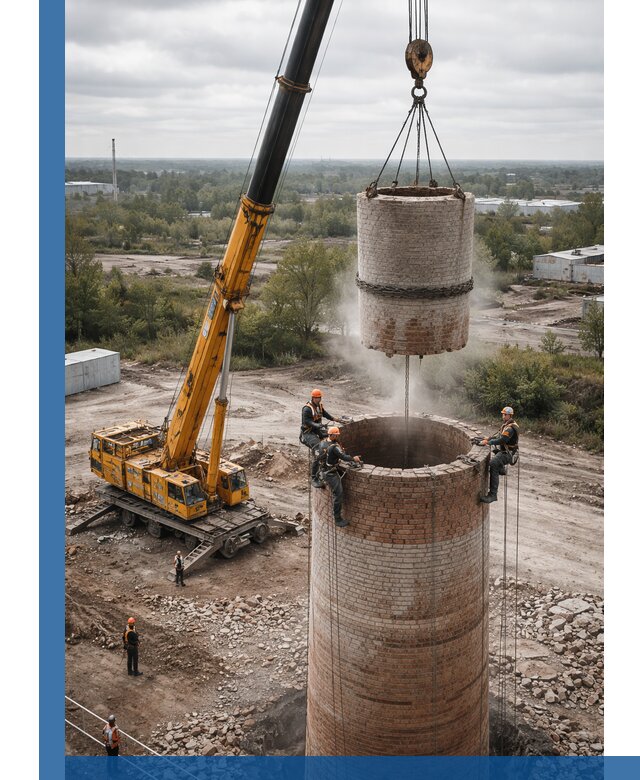 Демонтаж дымовой трубы в Тамбове с гарантиями безопасности