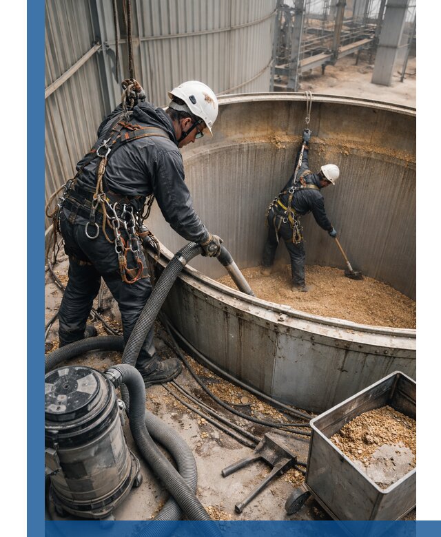 Профессиональная чистка зерновых бункеров в Тамбове с выездом