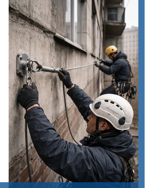 Монтаж анкерных линий в Тамбове от 3046 р. | ВЫСОТНИК-Тмб