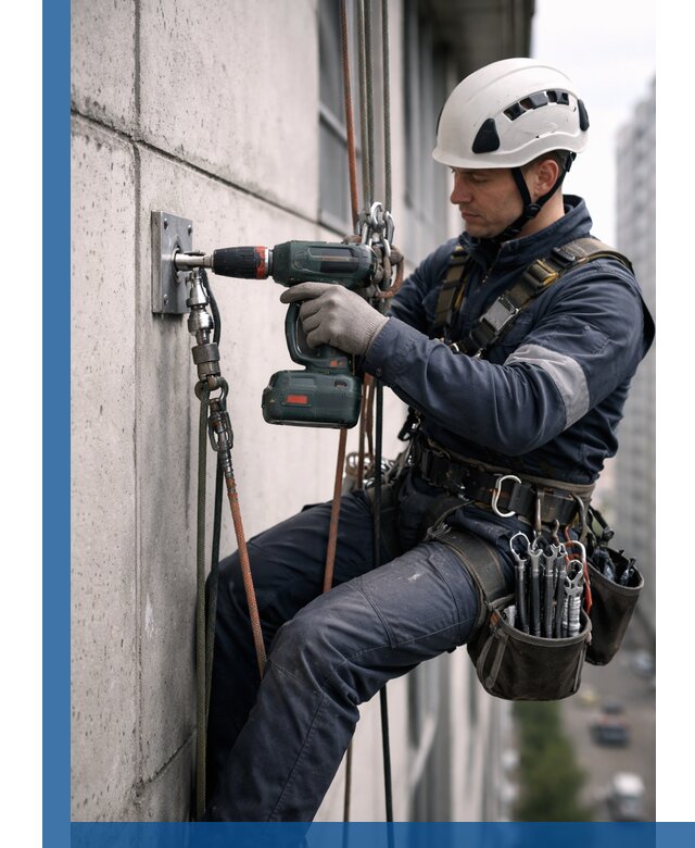 Установка анкерных точек для высотных работ в Тамбове